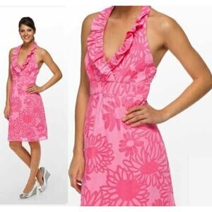 Lilly Pulitzer RAMONA Pink Floral Halter Sundress Dress 2